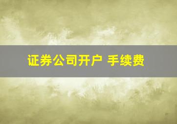 证券公司开户 手续费